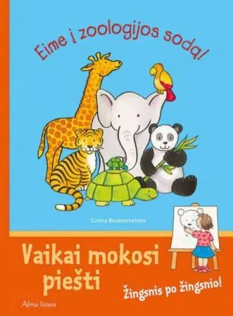 Eime į zoologijos sodą. Vaikai mokosi piešti