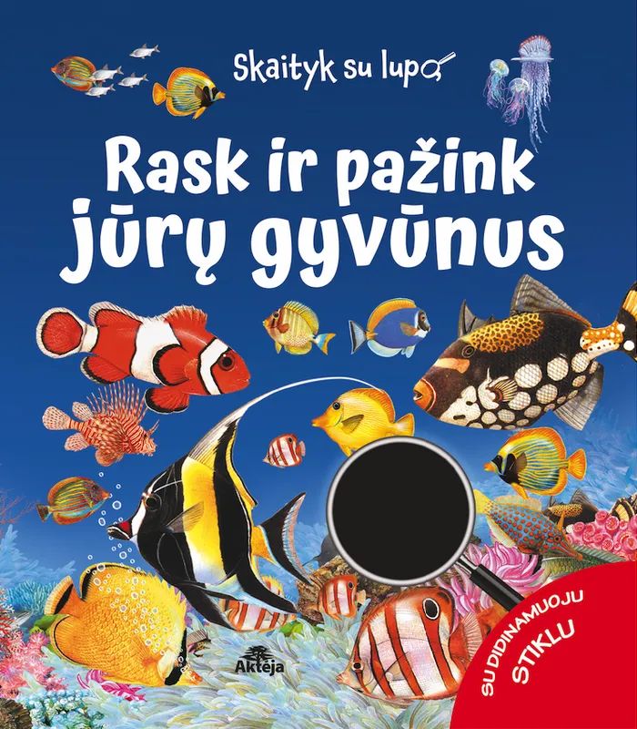 Rask ir pažink jūrų gyvūnus. Skaityk su lupa