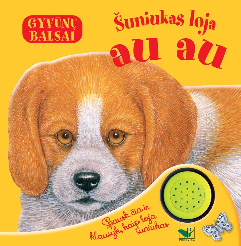Šuniukas loja au au. Gyvūnų balsai