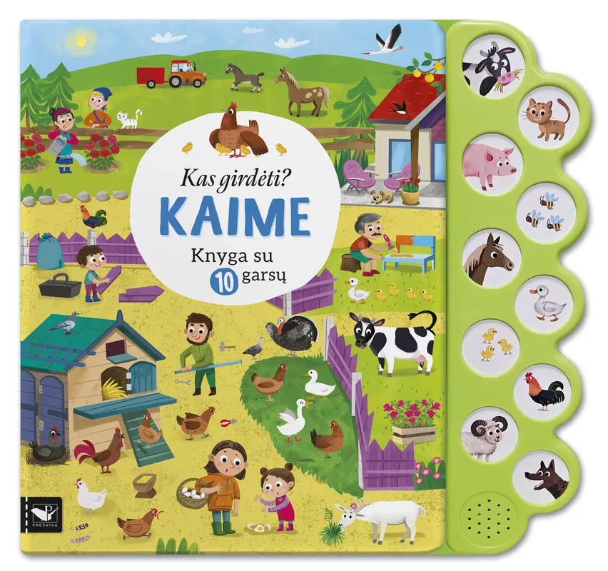 Kas girdėti? Kaime. Knyga su 10 garsų. Su garsais