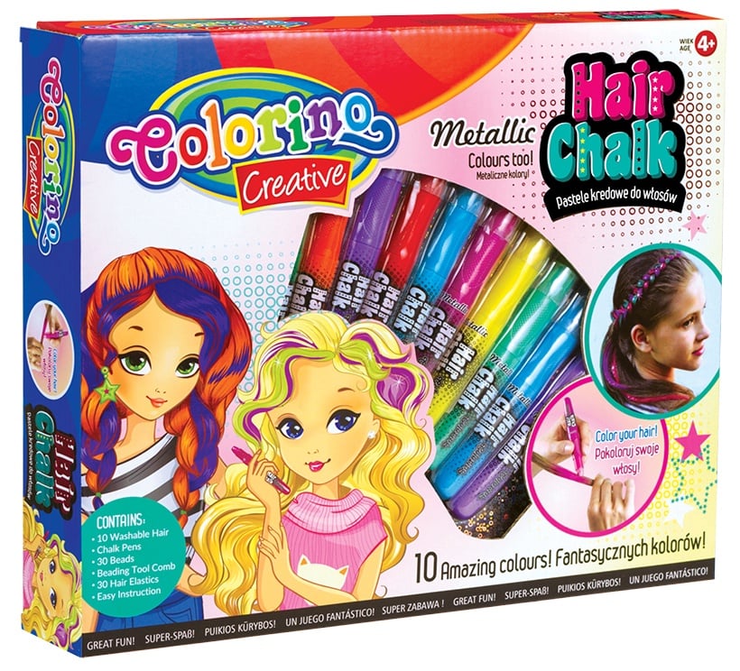COLORINO CREATIVE kreidelės plaukams 10 spalvų, 68635PTR