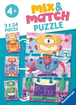 RAVENSBURGER dėlionės Mix and Match Robots, 3x24d., 5598
