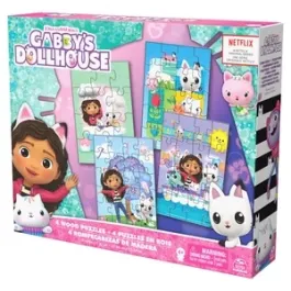SPINMASTER GAMES dėlionių rininys Gabbys Dollhouse, 4 dėlionės, 6067990