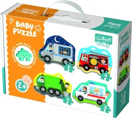 Dėlionių rinkinys 4 in 1 "Miesto mašinėlės" Trefl Baby, 4+3+5+6 d.