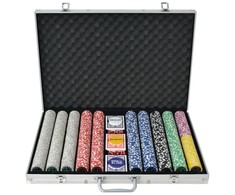 Pokerio rinkinys su 1000 žetonų su vertėmis, aliuminis