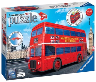 3D dėlionė London Bus 12534, 31 cm x 7 cm, 216 vnt. Ravensburger dėlionė