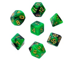 REBEL RPG Dice Set - Two Color - Žalias and Juodas