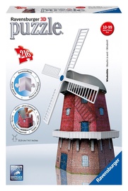 3D dėlionė Windmill 12563, 27.4 cm x 19.5 cm, 216 vnt. Ravensburger dėlionė