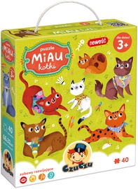 Miau Cats 2184, 66 cm x 32 cm, 40 vnt., žalia/įvairių spalvų CzuCzu dėlionė