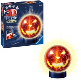 3D dėlionė Pumpkin Head 11253, 12.9 cm x 12.9 cm, 74 vnt., oranžinė Ravensburger dėlionė