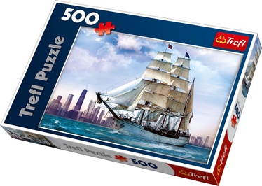 Sailing Ship On The Background Of Chicago 37120T, 48 cm x 34 cm, 500 vnt. Trefl dėlionė
