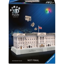 3D dėlionė Iconics Buckingham Palace, 40.9 cm x 18.9 cm, 216 vnt., balta Ravensburger dėlionė
