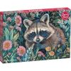 Raccon in Flowers, 50 cm x 70 cm, 1000 vnt. CherryPazzi dėlionė