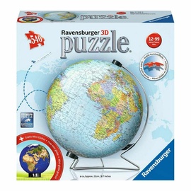 3D dėlionė Globe German 2019 11159, 23.3 cm x 23.3 cm, 540 vnt. Ravensburger dėlionė