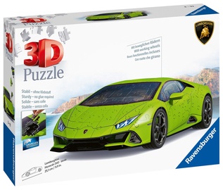 3D dėlionė Lamborghini Huracan Evo Verde 11299, 25.1 cm x 12.4 cm, 108 vnt., žalia Ravensburger dėlionė