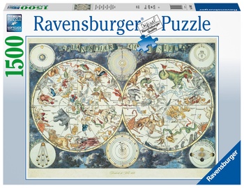 A map with fantastic animals, 1500 vnt. Ravensburger dėlionė