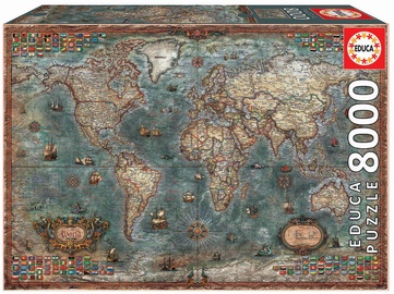 Historical World Map 18017, 156 cm x 107 cm, 8000 vnt., pilka Educa dėlionė