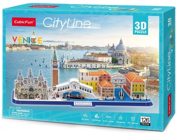 3D dėlionė City Line Venice, 53 cm x 18 cm, 126 vnt. Cubicfun dėlionė