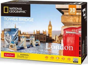 3D dėlionė Tower Bridge DS0978H, 29.5 cm x 17.5 cm, 120 vnt. Cubicfun dėlionė