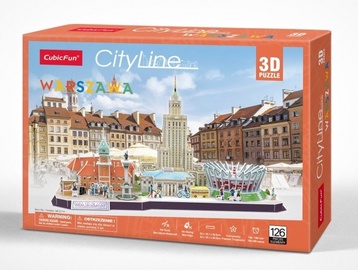 3D dėlionė Cityline Warsaw 306-20271, 18.1 cm x 53 cm, 126 vnt. Cubicfun dėlionė