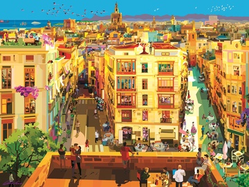 Dinner in Valencia 171927V, 80 cm x 60 cm, 3000 vnt. Ravensburger dėlionė