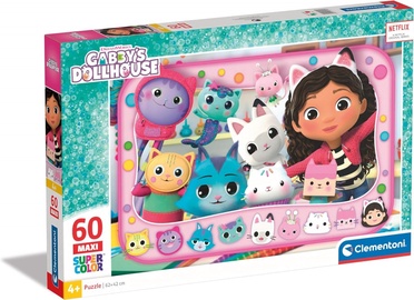 Gabbys Dollhouse, 42 cm x 62 cm, 60 vnt. Clementoni dėlionė