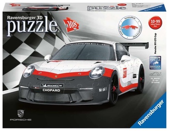 3D dėlionė Porsche GT3 Cup 11147, 25.4 cm x 10.2 cm, 108 vnt. Ravensburger dėlionė