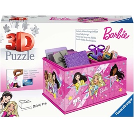 3D dėlionė Barbie Storage Box, 22.6 cm x 15.5 cm, 223 vnt., rožinė Ravensburger dėlionė