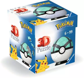 3D dėlionė Pokemon Net Ball 11581, 7.5 cm x 7.5 cm, 54 vnt., balta/žalia Ravensburger dėlionė