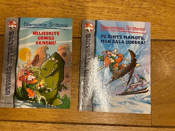 2 knygos:  „Nelieskite ugnies akmens!“ ir „Po šimts mamutų, man šala uodega!“