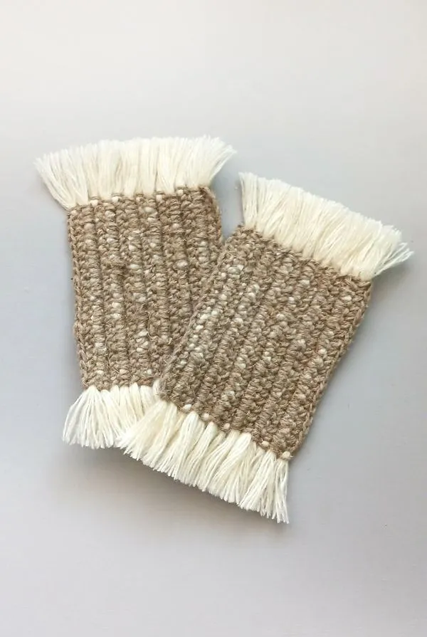 Rankų darbo džiuto ir medvilnės padėkliukai, 22x11cm, 2vnt