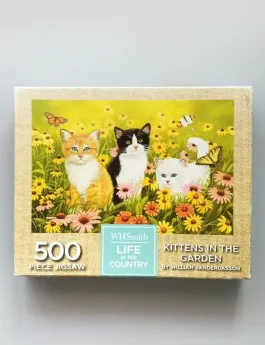 Dėlionė, Jigsaw Puzzle, 500det. "Kittens in the Garden" "Kačiukai sode" WHSmith