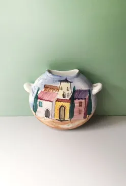 Vintažinė vokiška JAWE pakabinama vaza, rankų darbo tapyba, 14cm aukštis