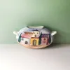 Vintažinė vokiška JAWE pakabinama vaza, rankų darbo tapyba, 14cm aukštis