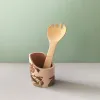 Bambukinis stovas virtuvės įrankiams, pieštukinė ar vaza, 16-10cm aukštis