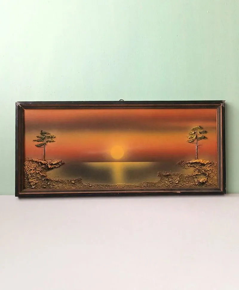 Reljefinis paveikslas „Saulėlydis pajūryje“ 40x18cm